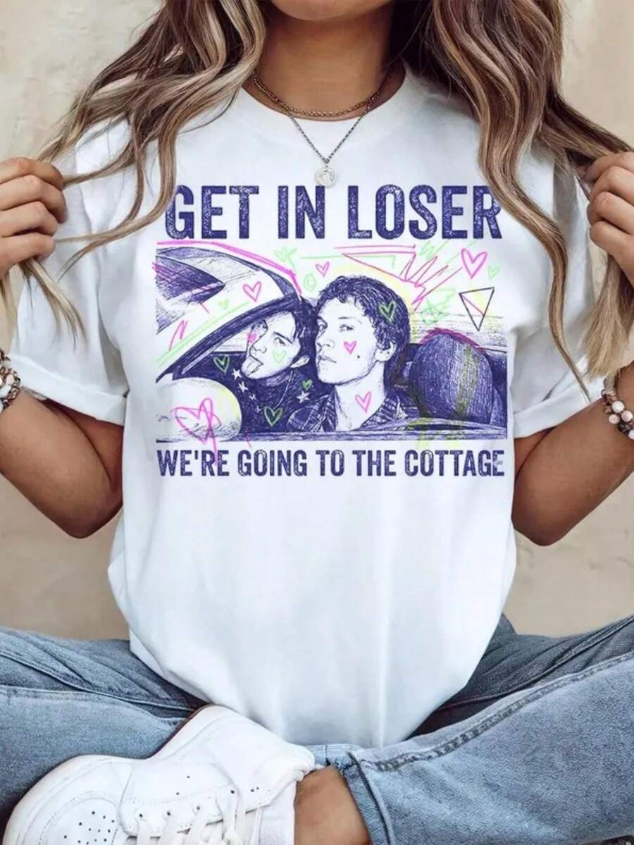 Get In Loser We're Going To The Cottage T-Shirt, Heated Rivalry Inspired Shirt, Im Coming To The Cottage Apparel1 - White - View 1