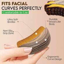 1pc Lymphatic Texture Face Gua Sha Brush, Dry Brushing Massager Helps Contour And Jawline Shaping - Ergonomic Design Precisely Fits Skin And Relieves Fatigue, Made Of Durable And Soft Natural Bristles, Hypoallergenic Ergonomic Face Cleansing Brush - Multicolor - View 3