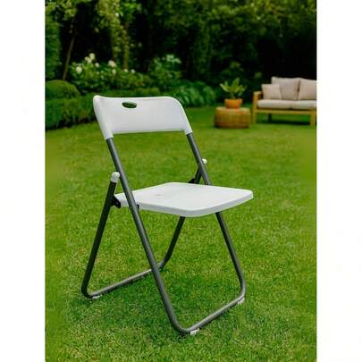 Silla Plegable de Plástico, Ligera y Resistente, Diseño Ergonómico, Portátil y Fácil de Guardar, Ideal para Eventos, Reuniones o Uso Diario en Interiores y Exteriores, Blanca.