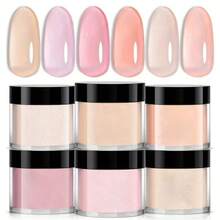 6件套浸粉美甲套装，6种透明裸色，透明浸粉啫喱效果，适合法式美甲，新手友好，在家即可轻松DIY沙龙级美甲，Y2K及日常美甲沙龙礼品套装，女士美甲 - 彩色 - 查看 8