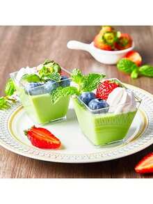 Bộ 100/50/20 cốc nhựa vuông trong suốt đựng tráng miệng - Chống rò rỉ, thích hợp đựng mousse, thạch và các món khai vị, dùng cho tiệc tùng, sinh nhật, đám cưới. - Nhiều màu - Xem 3