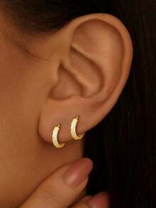 1 pièce Boucles d'oreilles minimalistes à double anneau en argent sterling 925, tailles 9 mm, 11 mm, 13 mm, convient pour le port quotidien des femmes et en cadeau pour la petite amie - boucle d'oreille unique - Voir 3