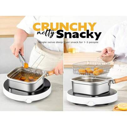 Multipurpose Stainless Steel Deep Frying Pot Set With Basket, Tongs & Detachable HandlePerfect For Home Cooking, Indoor Outdoor Use & Garden Parties