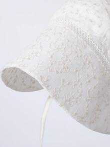 TUTUYA Sombrero de princesa para bebé, gorra de bebé de material suave y transpirable, sombrero de sol con ala ancha bordado en 3D, sombrero pequeño y ligero - Beis - Ver 12