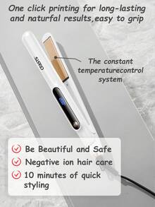 CRASTS 带显示屏的直发器，不伤发，直发卷发两用，温度可调，可卷刘海，美发造型工具 - 白色 - 查看 10