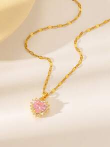 1条优雅女士不锈钢项链，配以立方氧化锆水滴形吊坠，百搭水滴形、心形、椭圆形吊坠，适合日常佩戴，也适合情人节、约会、节日、母亲节等场合作为礼物。 - 金色 - 查看 2