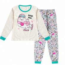 2-Piece Girls' Winter Pajamas, Ages 2-14, Long-Sleeved Sleepwear - 1 Top And 1 Pants - 米色 2 - 查看 6