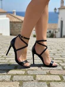 Women Heeled Sandals - Black - View 5