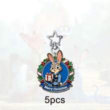 Disney 5/10 'Zootopia' Nick And Judy Metal Keychains, High-Quality Anime Character Keyrings With Star-Shaped Clasps, Can Be Used As Bag Charms And Collectibles - Multicolor - View 5