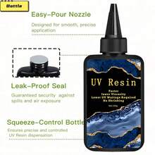 100g/200g/300g/400g UV Resin, Crystal Clear UV Glue - No Yellowing, Hard Type, Low Viscosity And Low Shrinkage, For Jewelry Making, DIY Crafts, Casting, UV Curing Epoxy Resin - Multicolor - View 10