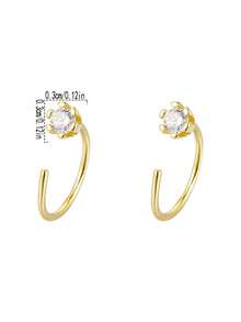 Nooxian 2pcs Women's Daily Wear Sleeping Earrings, No Need To Remove - Yellow Gold - View 9