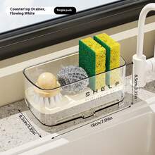 1pc Multifunctional Sink Rack With Draining Rack And Towel Rack - No Electricity Needed, Countertop Storage, Suitable For Sponge, Soap, Brush, Cloth, Kitchen Sink Accessories, Dish Cloth Rack, Compact Design, Easy To Clean, Durable Plastic, Sponge Holder, Soap Dispenser Bracket, Small Space Living, Busy Households. - Multicolor - View 10