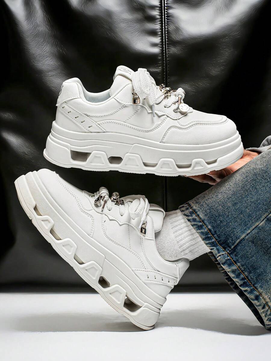 Giày thể thao đế cao phong cách Punk, giày nam. - trắng - Xem 1