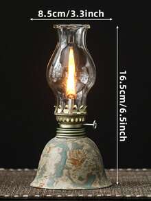 1个陶瓷窑烧釉面油灯，带手柄和灯罩，可调节灯芯，适用于露营、室内照明，可用作陶瓷油灯烛台、煤油灯或防风灯，带火焰控制旋钮 - 1PC - 查看 7