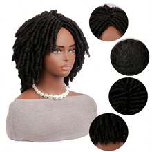 [ Afro Curly Wig] Natural Synthetic Afro Curly Dreadlock Wig - Short Twist Faux Locs, Breathable Layered Braids, Bob Style In Black, Brown, Blonde - Daily Cosplay Replacement Wig - Multicolor - View 4