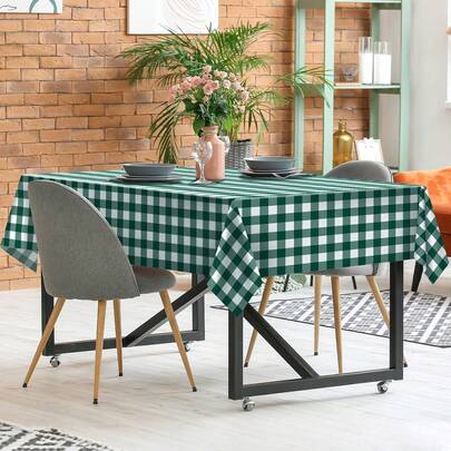 3pcs Plaid Disposable Plastic Tablecloth, 54 X 108 Inches, Rectangular Checkered Tablecloth, Suitable For Outdoor Picnic Tables, Easter, Valentine's Day, St. Patrick's Day, Spring/Summer Parties, Graduation Decorations