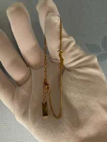 1 PC Sparkling Blue Square Lace Hollow Bracelet - Women's Elegant Fashion Jewelry - Simple Letter Bracelet - View 2