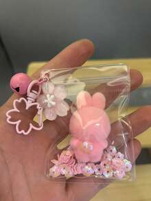 1pc Latest PVC Teenage Doll, Puppet Series PVC Teenage Hand Puppet Doll, Exquisite Sakura-Shaped Keychain And Transparent Protective Bag With Glitter Combination Design, Lightweight And Portable, Suitable As New Year Limited Edition Gift, Valentine's Day Limited Edition Gift, Back To School Season Gift Exchange - Multicolor - View 9