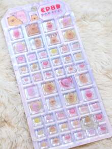 Cute Blocky Pet Series Panda And Rabbit 3D Stickers, Cute Cartoon 3D Epoxy Resin Sticker Set | For Smartphones, Planners, Cups, And Sticker Art | Smooth Surfaces, High-Quality Resin, Craft Stickers, Self-Adhesive Stickers, Stationery Lovers, DIY Fans - Multicolor - View 7