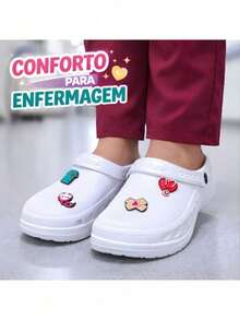 Sapato Fechado Branco Enfermagem Feminino Antiderrapante Confortável Leve Macio (Babuche Fechado) - Branco - Visão 2