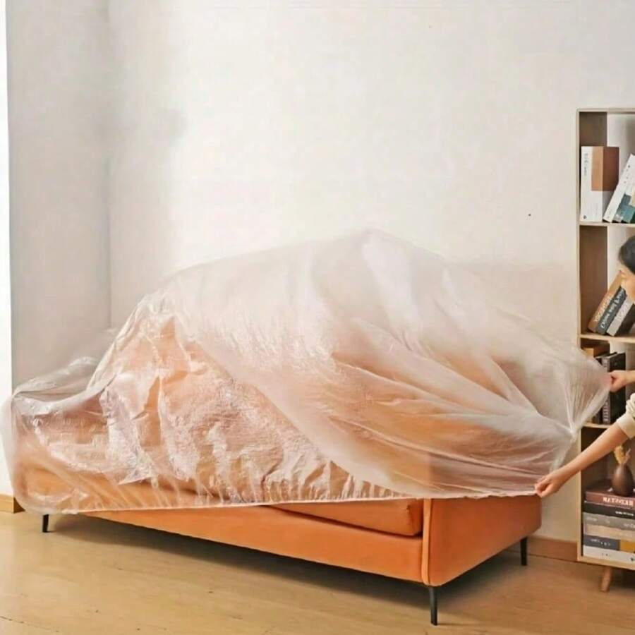 1pc High-Quality Transparent Plastic Dust Cover, Suitable For Furniture And Appliances - Sofa, Air Conditioner, TV, Refrigerator Etc. - Can Be Used Indoors And Outdoors - Multicolor - View 1
