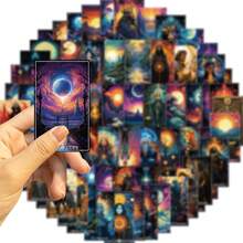 78pcs Fantasy Tarot Card Stickers Whimsical Tarot Card Stickers Tarot Card Stickers Tarot Astrology Cat Animal Pet Magic Cute Aesthetics Stickers Vinyl Waterproof Stickers For Water Bottle,Computer,Laptop,Phone,Luggage,Notebook,Fridge - Multicolor - View 2