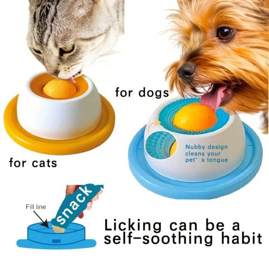 Pet Lick Toys Interactive Yogurt Licking Plate Promotes Dental Health Training Snack Bowl Slow Feeder - Multicolor - View 1