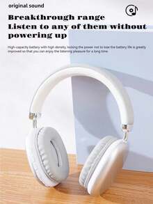Cool Advanced Simplicity Style Wireless Headphones, Long Battery Life Over-Ear Headset With Adjustable Design, Ideal For Music, Sports, Gaming - Push Button Volume Control, Type-C Charging, Rechargeable Lithium Polymer Battery - Silver - View 8