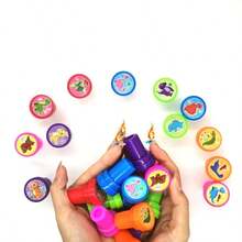 3/7/12/24/30件套印章套装（恐龙、动物），DIY手工印章，新奇玩具生日礼物，非常适合派对、圣诞节、感恩节、复活节、课堂奖励 - 彩色 - 查看 3