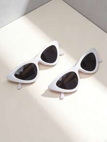 2副时尚百搭的青少年日常眼镜 - 白色 - 查看 6