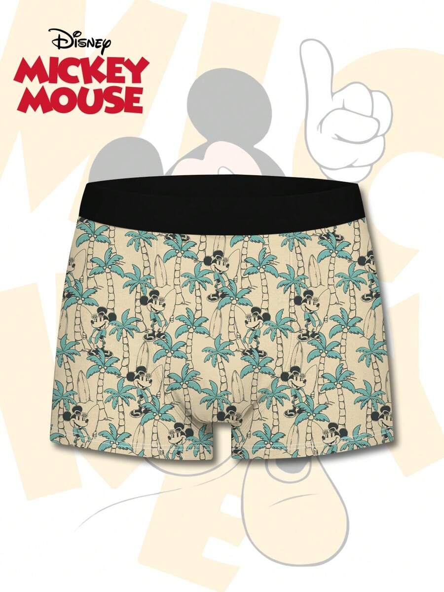 Disney 时尚度假风3D印花男士平角内裤，日常休闲必备内衣