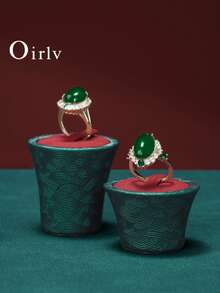 Oirlv High-End Jewelry Display Props, Luxury Necklace, Ring And Bracelet Display Cabinets, Jewelry Display Racks, Suitable For Men And Women Couple Rings, Bracelets, Necklaces And Mall Displays. - Red - View 4
