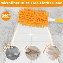 8Pcs Reusable Duster Refill Compatible With Hand Duster +2FT Extended Handle +1 Handle, 360 Heavy Duty Duster Refills For Cleaning, Office, Ceiling Fan - Orange - View 5