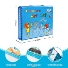 208 Pcs Art Supplies Set With Colored Pencils, Paint Brushes, Crayons, Markers, Acrylic Paint Markers, Acrylic Paint Set, Sketch Book & Drawing Pad For Kids, The Best Easter Gift - Màu xanh da trời - Xem 2