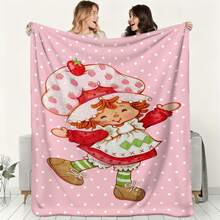 S-Strawberry Pink Shortcake Throw Blanket – Fluffy Plaid Picnic & Camping Blanket, Soft & Cozy Portable Sofa Decor, Downy King Lid Blanket For All-Season Comfort - 照片1 - 查看 7