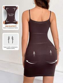 Suprenx Women's Solid Color Adjustable Strap Tummy Control Shapewear Jumpsuit - Maroon - View 3