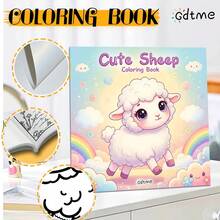 GDTME 1pc Cute Animal Coloring Book, Sheep, Cow, Fantasy, 24 Pages With Simple Lines For Easy Coloring, Comfortable And Bold, Relaxing, Suitable As Birthday Gift For Friends And Family, Personalized Gift, Fun Gift, Art Craft, Back To School Stationery, Size 7.9x7.9 Inches - Cute Animals - View 3