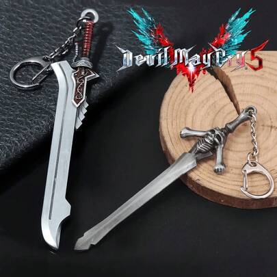 1pc 5 Dante Nero Rebellion Red Queen Metal Keychain, Demon Crying Game Accessories Keyring For Men & Women