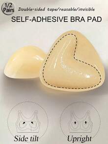 1/2 Pairs Double Sided Sticky Push Up Bra Inserts - Reusable Adhesive Bra With Padding - Sticky Bra For Dresses Bikinis Bra Inserts - Multicolor - View 3