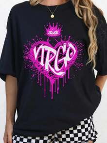 Virgo Graffiti Shirt, Zodiac Tshirt, Airbrush T-Shirt, Tarot Tee, Virgo Gifts, Best Friend Gift, 30th Birthday, 40th Birthday, Birthday Gift (2) - 黑色 - 查看 1