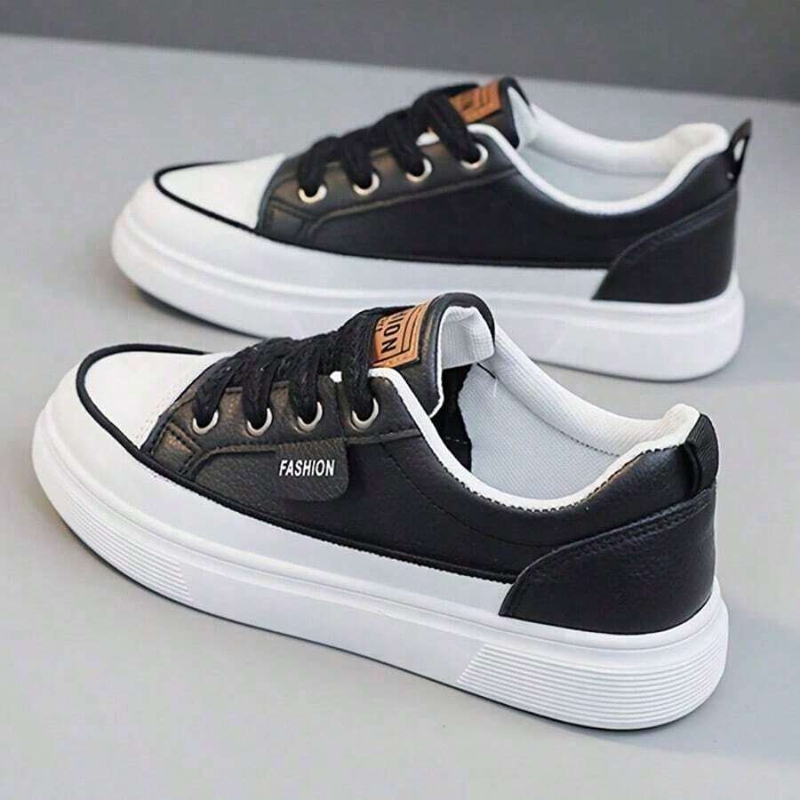 Women's White Low-Top Sneakers - Soft EVA/PVC Sole Slip-On Casual Shoes, Breathable Synthetic Cover, All-Season Comfort Skateboarding, Running & Casual Attire, Skate Shoes, Sleek Shoe Design, Durable Traction Footwear