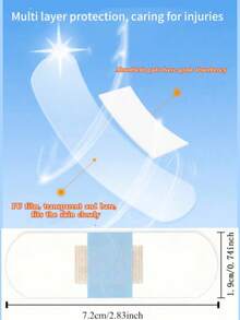 50/100/200pcs Transparent Waterproof Breathable Bandages, Skin-Friendly, Flexible And Elastic - White - View 5