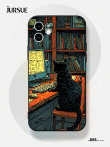 JURSUE Cute Kawaii Fashion Aesthetic Funny Shockproof Protective Soft Phone Case Compatible With IPhone 17 16 15 14 13 12 11 Pro Max SE 2020 X XR XS Ip 8 7 Plus F120Q - Black - View 2