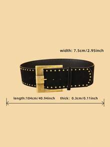 方形扣女士腰带，简约百搭，可搭配牛仔裤、休闲裤、连衣裙，优雅女士腰带，休闲日常通勤腰带，适合作为礼物 - C096 - 查看 3