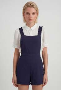 Naf Naf Lightweight Textured Fabric Short Jumpsuit Combinaisons Navy Blue Fabric - Navy Blue - View 2