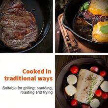 3x Cast Iron Non-Stick Skillet Griddle Frying Cooking Pan Fry Cooking Seasoned - Black - View 7