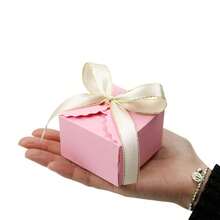 25PCS Spring Theme Small Candy Treat Paper Boxes With Ribbon Party Favour Cookie Gift Pakcgae Paper Box For Birthday Wedding Supplies - Multicolor - View 5