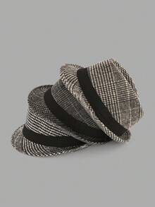1 pieza Sombrero de fieltro de poliéster de estilo retro casual de otoño/invierno, sombrero fedora de lana suave, gorra de caballero para hombres, gorra versátil simple y de moda para uso diario, adecuada para fiestas, eventos con temática occidental, reuniones, cosplay, bailes de máscaras, festivales, celebraciones de cumpleaños, festivales de música, viajes y senderismo - sombrero de copa - Ver 10