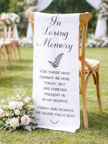 33*127厘米涤纶纪念婚礼椅背横幅，婚礼派对背景，感人标语“为逝者留座”，适用于婚礼、派对和纪念装饰、婚礼装饰、丧亲纪念、婚礼派对横幅、婚礼派对用品、派对礼品、派对用品 - 深切緬懷 - 查看 3