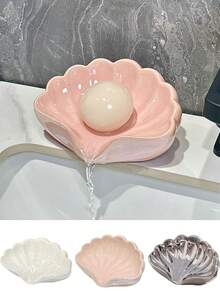 Plateau à bijoux en céramique, plateau à bibelots en forme de coquillage, plateau à clés, petit plateau à bagues, boîte de rangement pour bijoux, décoration de table de chevet, porte-savon, convient pour l'entrée, le bureau, la coiffeuse - Multicolore - Voir 4